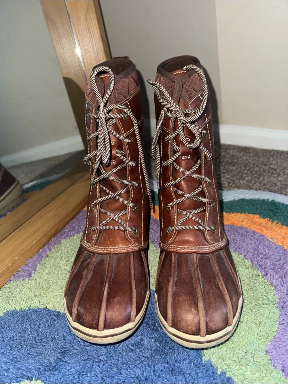 LL Bean Leather Rubber Duck Boots Women 8.5 Outdoor Hiking Rain Snow Boots